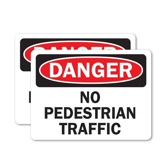 (2 Pack) No Pedestrian Traffic OSHA Danger Sign 10 Inch X 7 Inch Vinyl Label Decal Sticker Weather Resistant, UV Protected for Workplace, Business, and Construction Site, Made in the