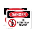 thumbnail image 1 of (2 Pack) No Pedestrian Traffic OSHA Danger Sign 24 Inch X 18 Inch Vinyl Label Decal Sticker Weather Resistant, UV Protected for Workplace, Business, and Construction Site, Made in the, 1 of 7