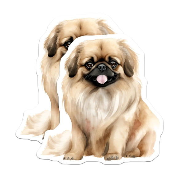 (2 Pack) Pekingese Dog Magnets - Cute Watercolor Pet Art - Fluffy Canine Fridge Decor - Dog Owner Supplies - 5 Inches On Longest Side - Thick Durable Magnet - Made in USA - MAG27723