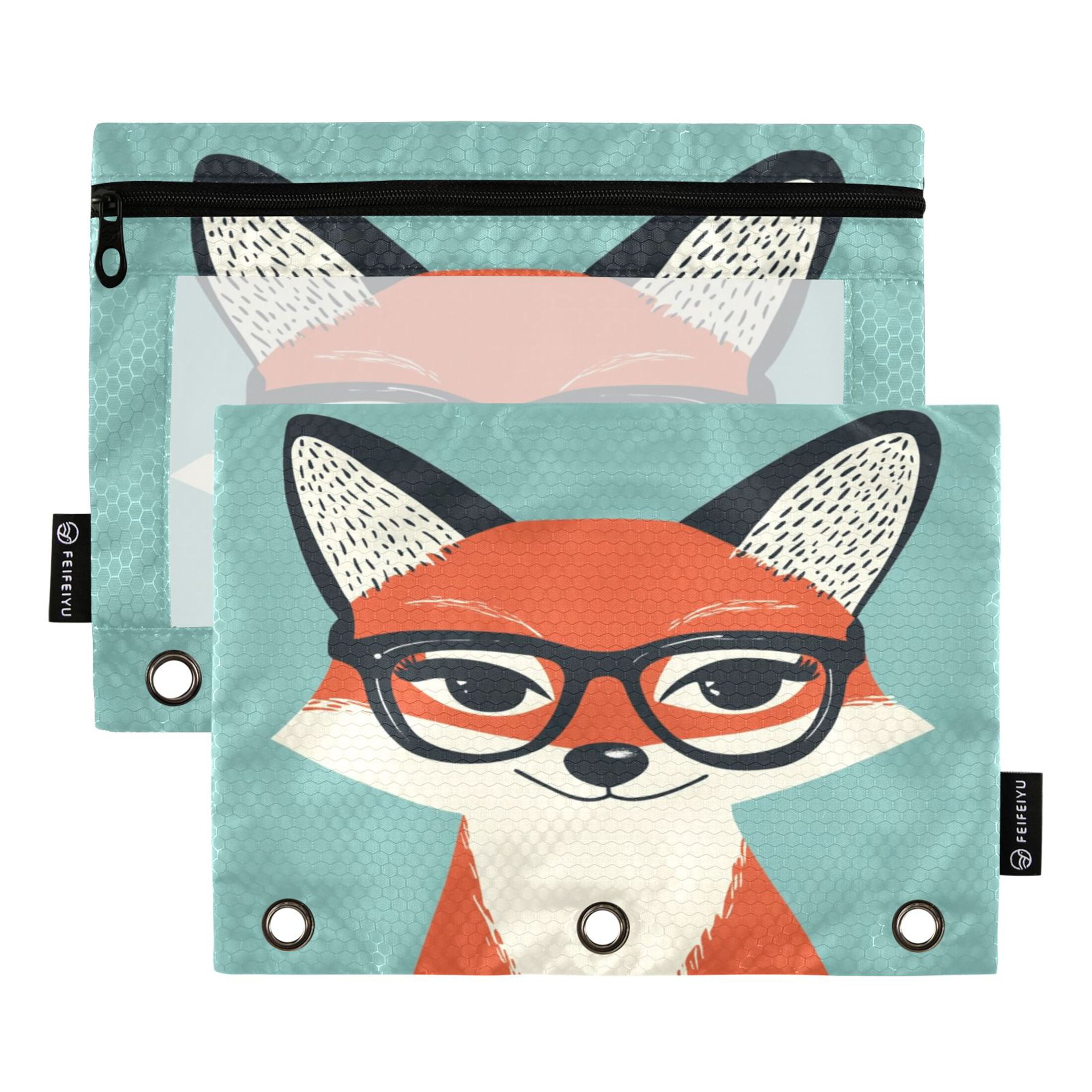 2 Pack Pencil Bag 9.84x6.1 Inch 3-Ring Page Turning Folder Zipper ...