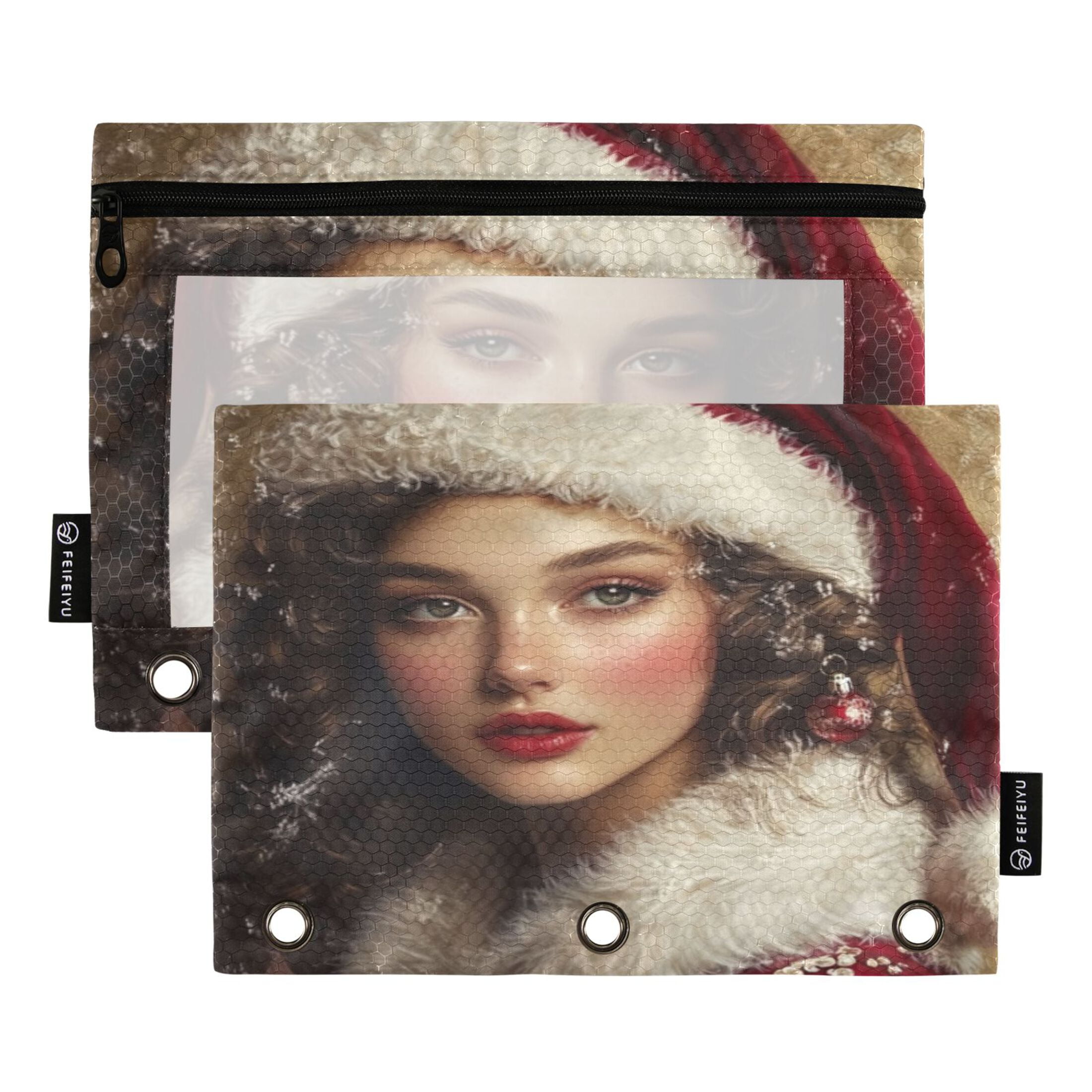 2 Pack Pencil Bag 9.84x6.1 Inch 3-Ring Page Turning Folder Zipper ...