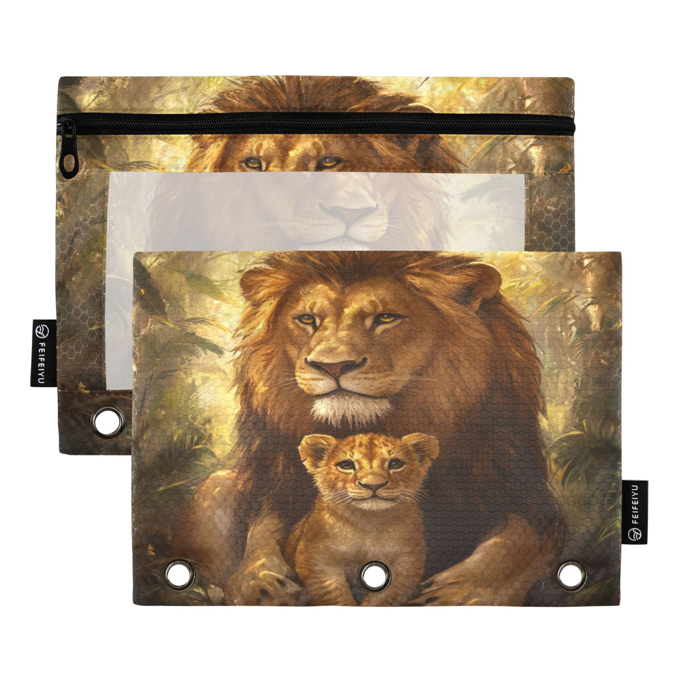 2 Pack Pencil Bag 9.84x6.1 Inch 3-Ring Page Turning Folder Zipper ...