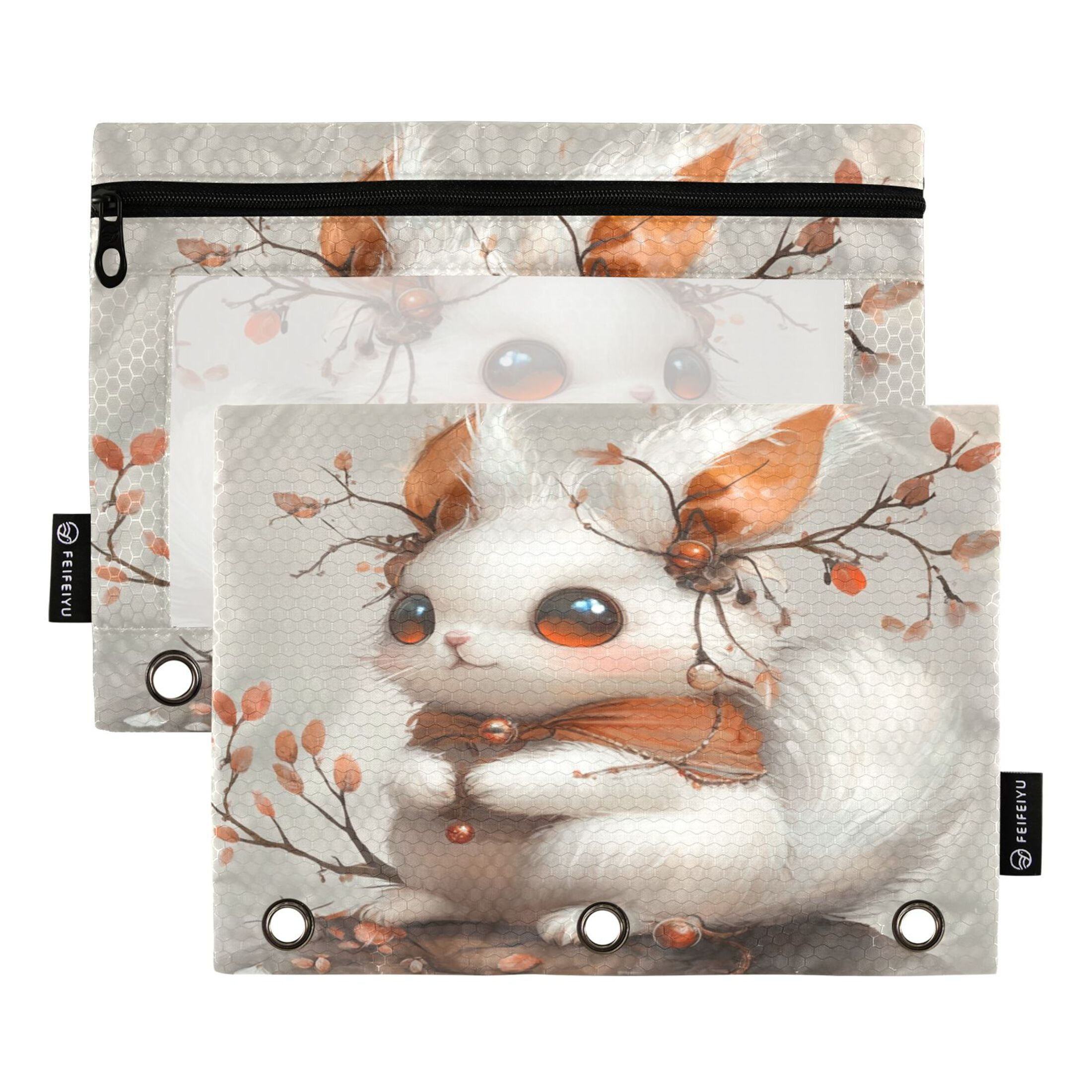 2 Pack Pencil Bag 9.84x6.1 Inch 3-Ring Page Turning Folder Zipper ...