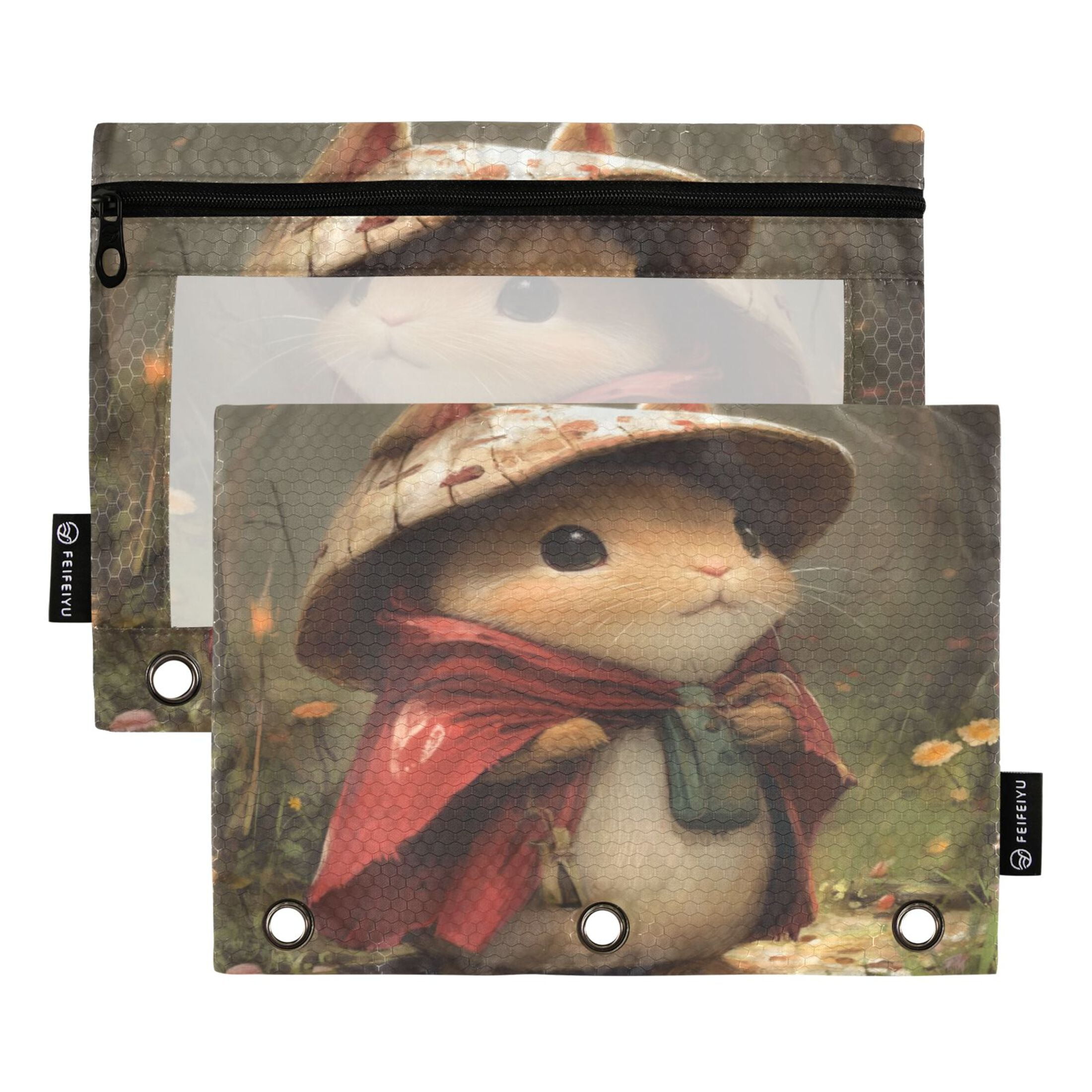 2 Pack Pencil Bag 9.84x6.1 Inch 3-Ring Page Turning Folder Zipper ...