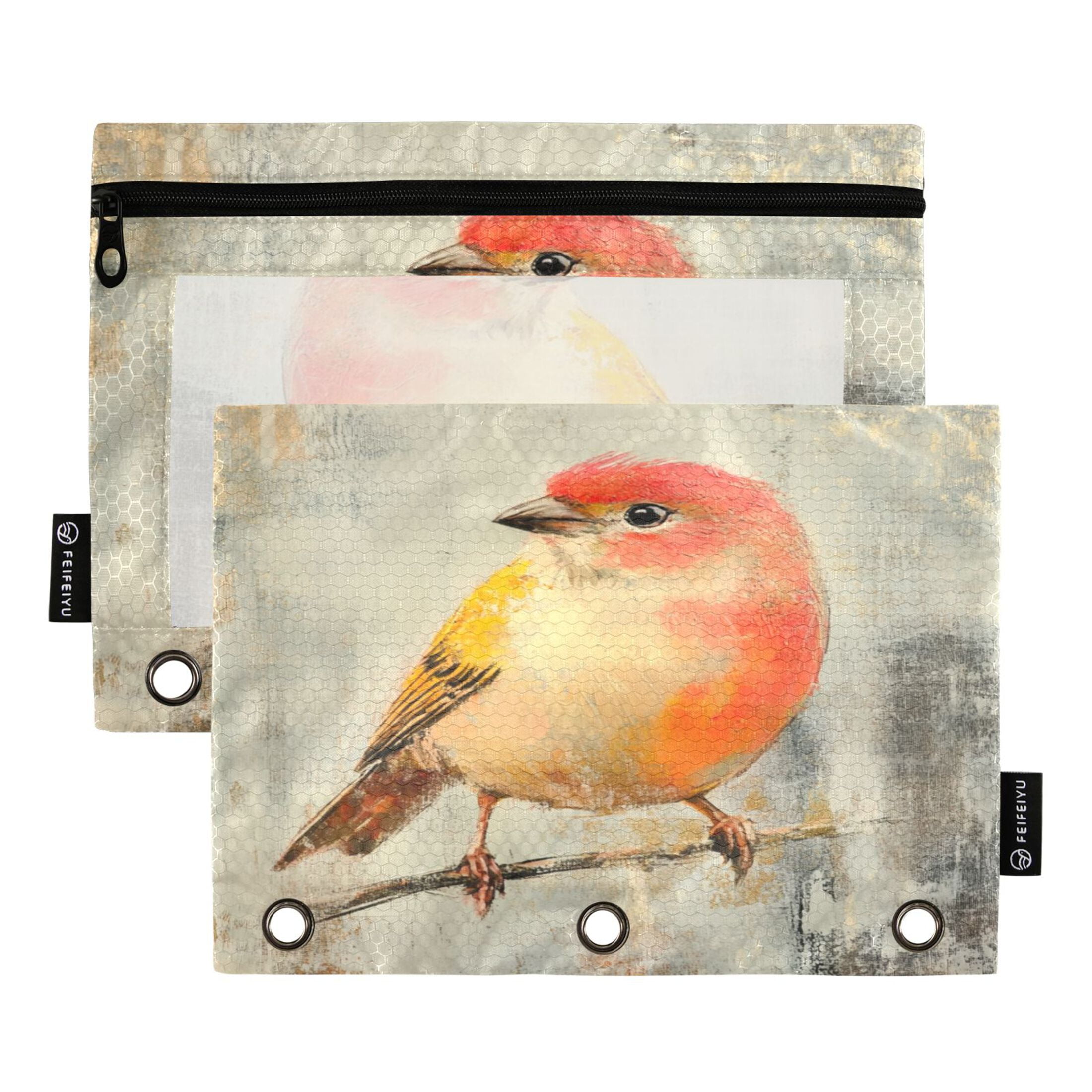 2 Pack Pencil Bag 9.84x6.1 Inch 3-Ring Page Turning Folder Zipper ...