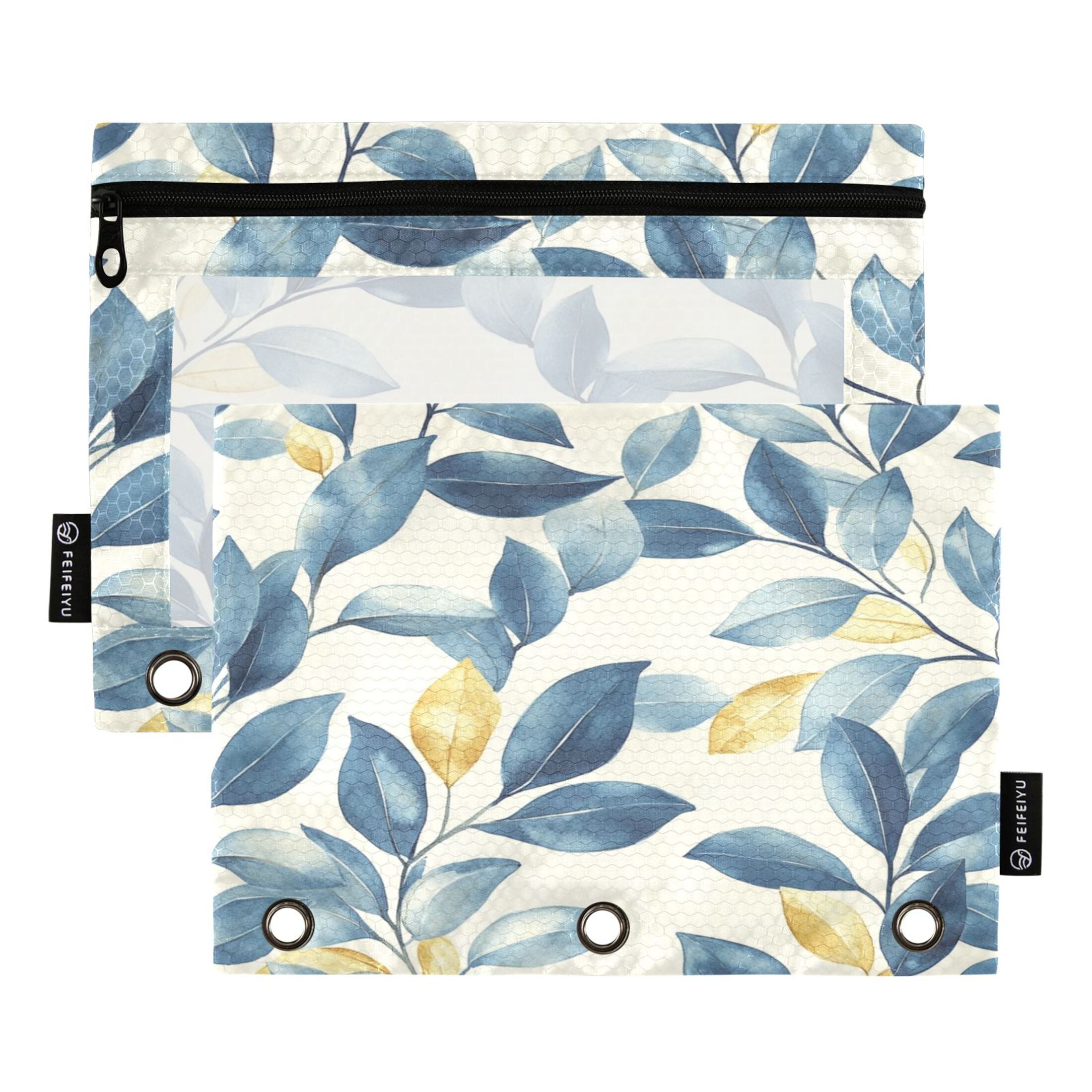 2 Pack Pencil Bag 9.84x6.1 Inch 3-Ring Page Turning Folder Zipper ...