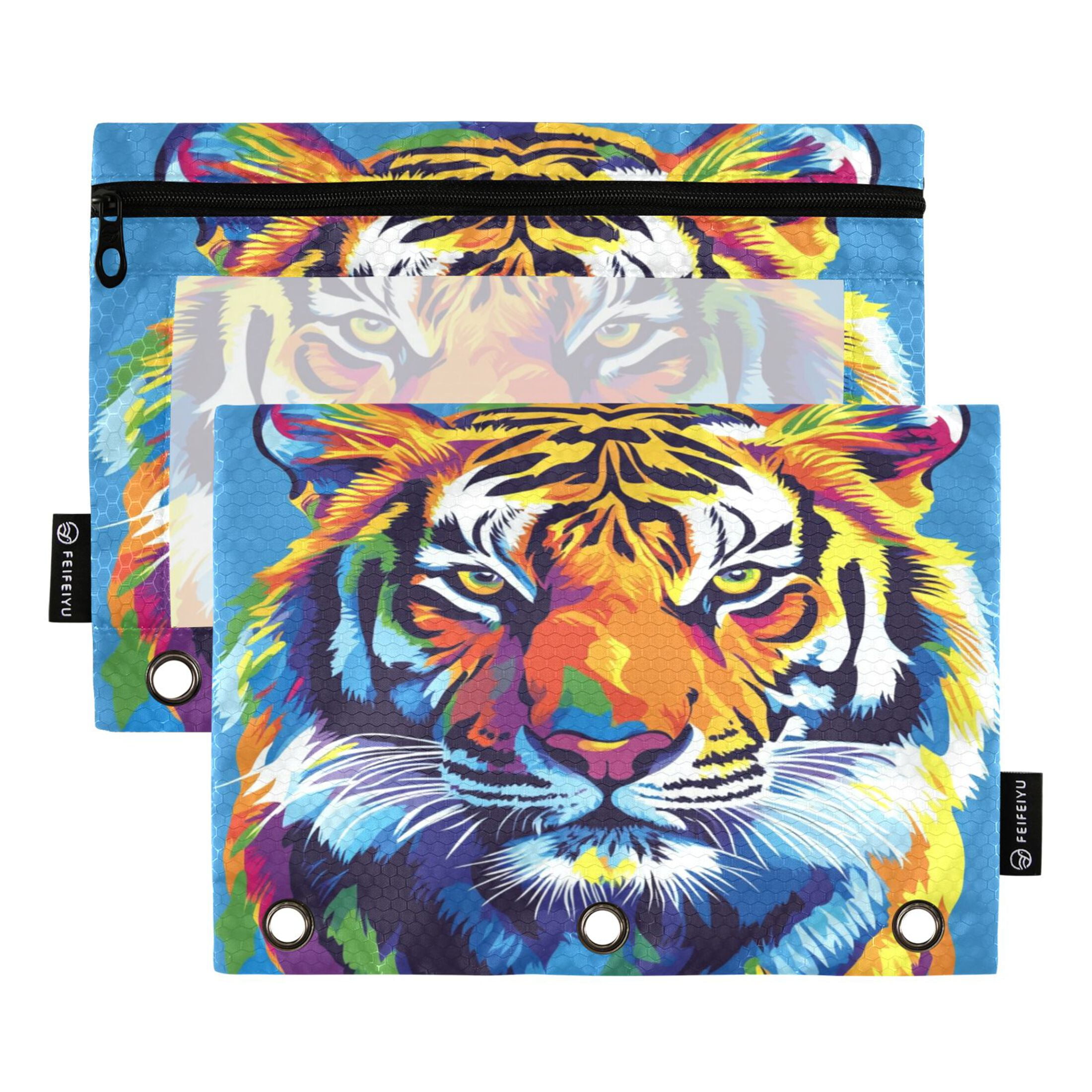 2 Pack Pencil Bag 9.84x6.1 Inch 3-Ring Page Turning Folder Zipper ...