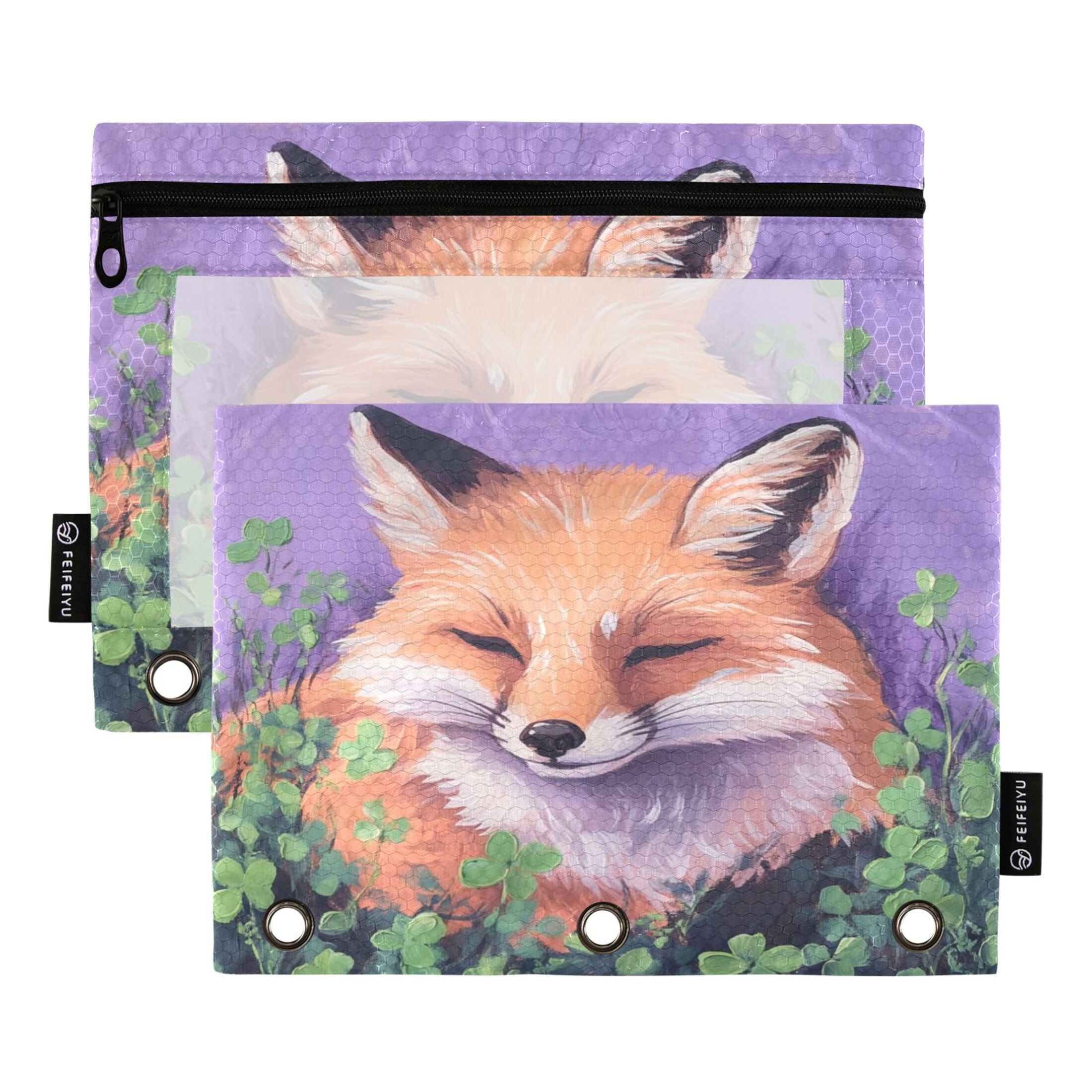 2 Pack Pencil Bag 9.84x6.1 Inch 3-Ring Page Turning Folder Zipper ...