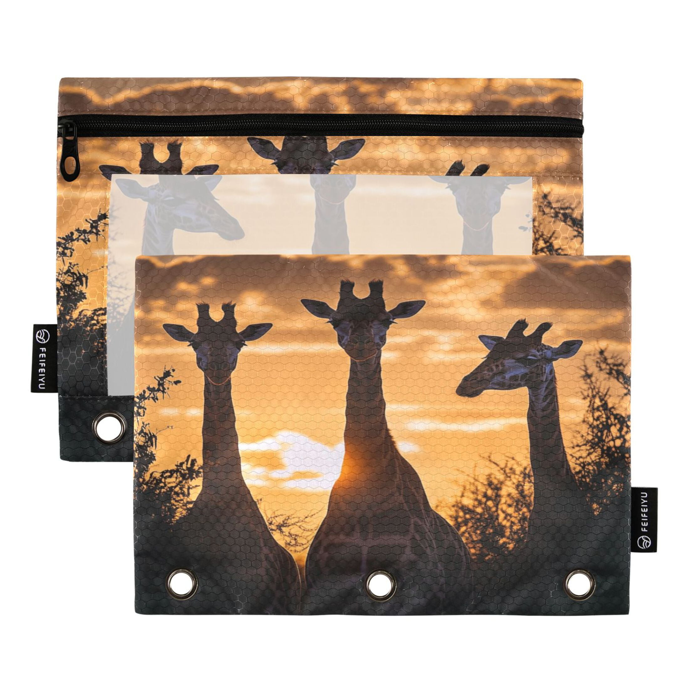 2 Pack Pencil Bag 9.84x6.1 Inch 3-Ring Page Turning Folder Zipper ...