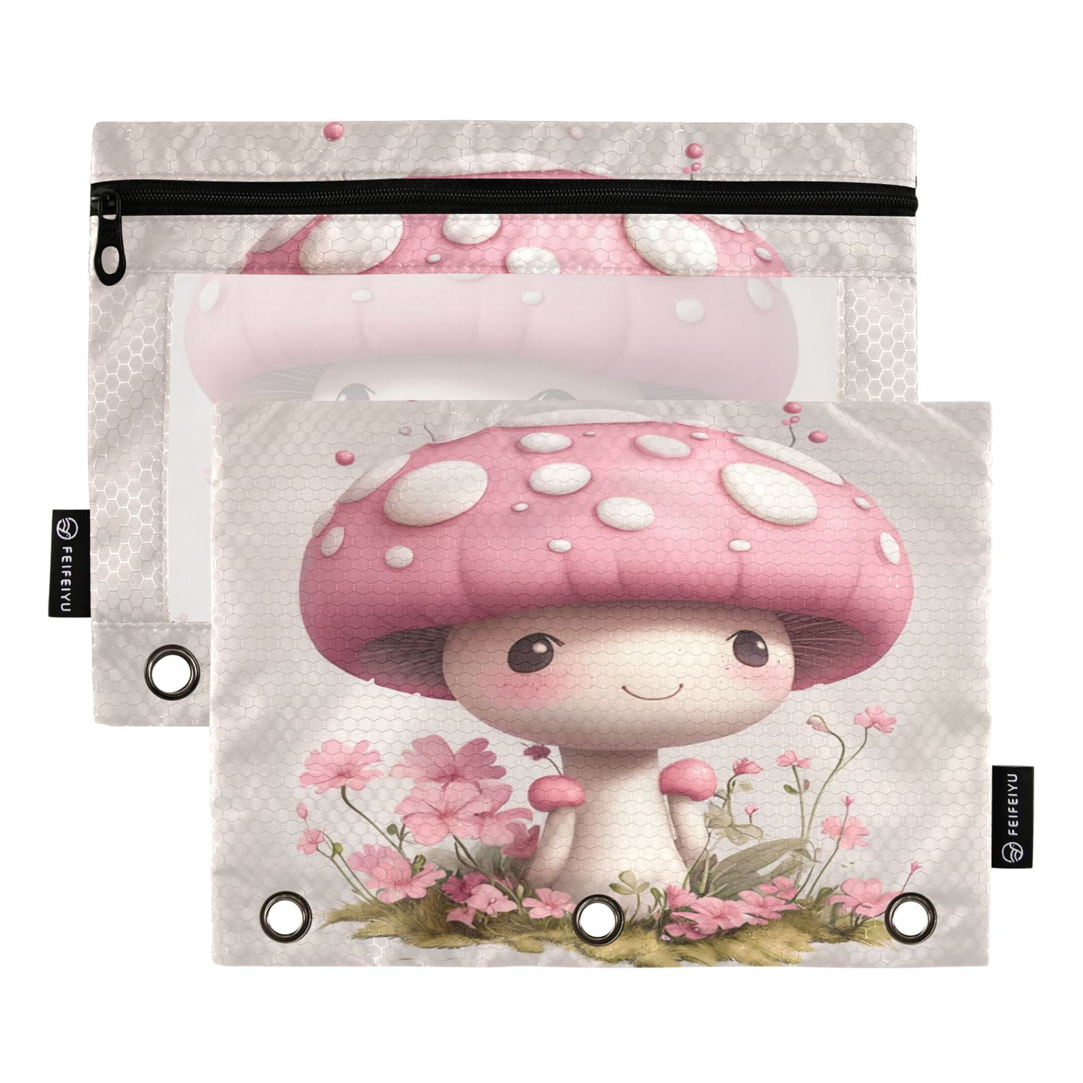 2 Pack Pencil Bag 9.84x6.1 Inch 3-Ring Page Turning Folder Zipper ...