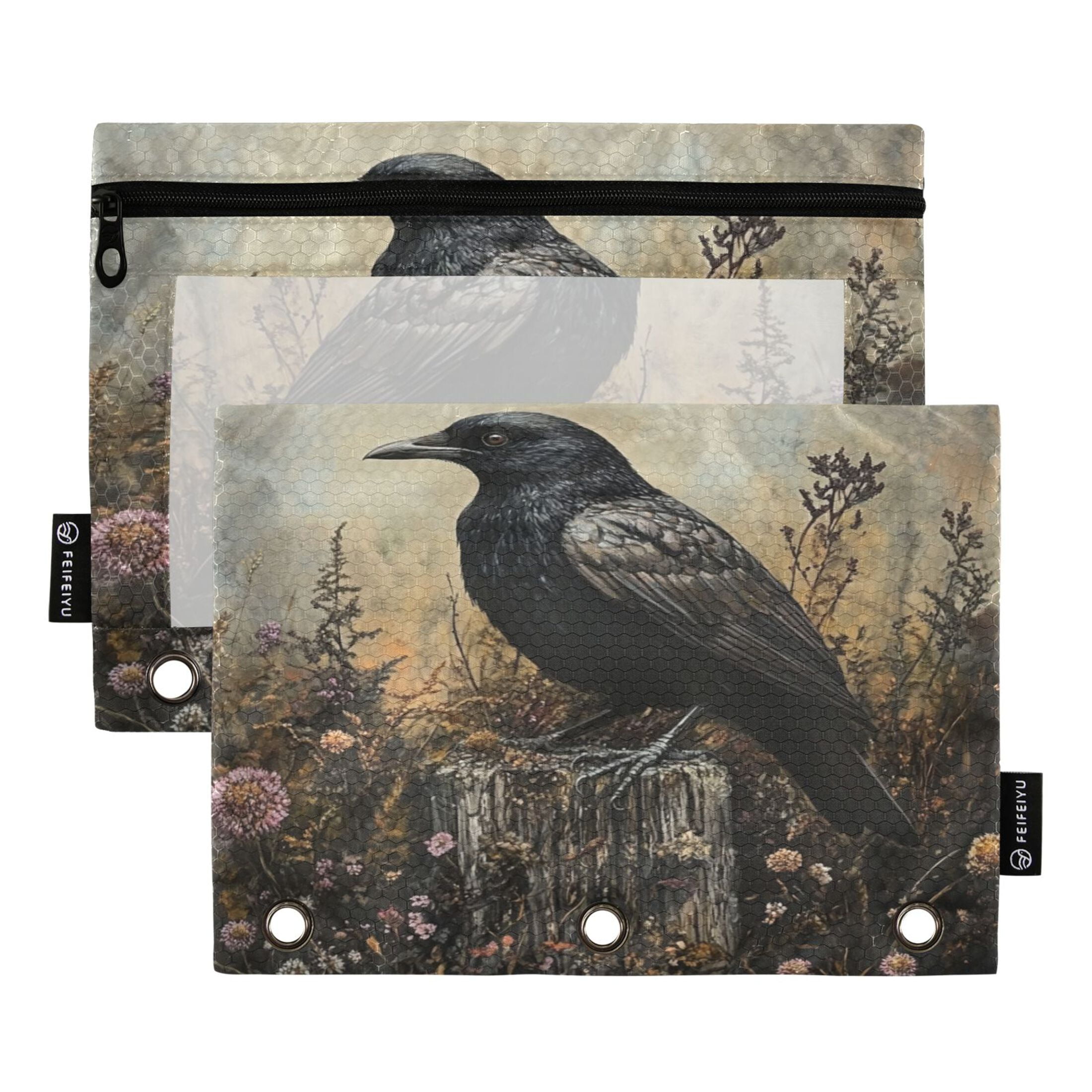 2 Pack Pencil Bag 9.84x6.1 Inch 3-Ring Page Turning Folder Zipper ...