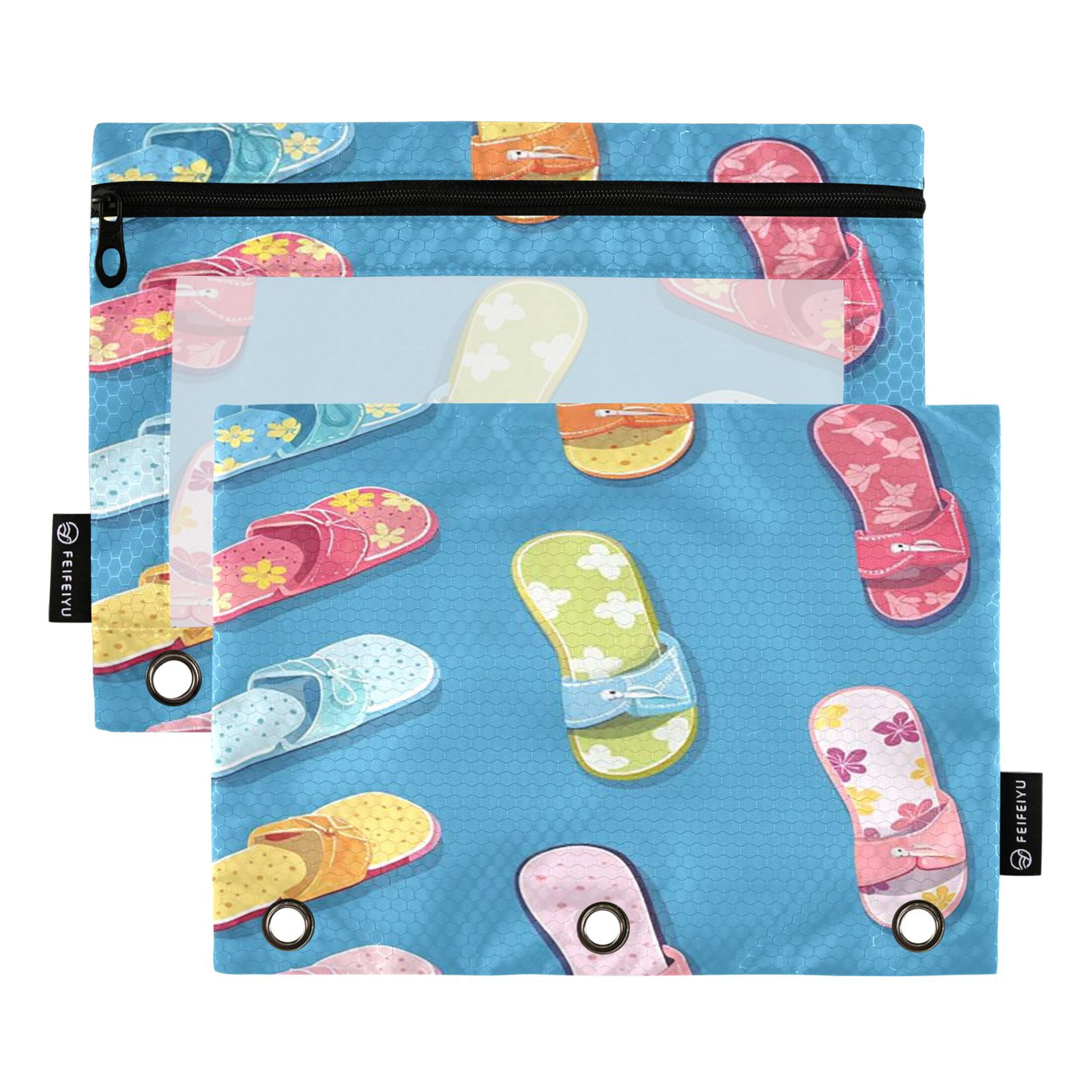 2 Pack Pencil Bag 9.84x6.1 Inch 3-Ring Page Turning Folder Zipper ...