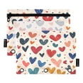 thumbnail image 1 of 2 Pack Pencil Bag 9.84x6.1 Inch 3-Ring Page Turning Folder Zipper Pencil Case Pencil Bag Page Turning File BagColorful Heart, 1 of 6
