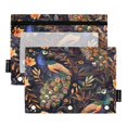 thumbnail image 1 of 2 Pack Pencil Bag 9.84x6.1 Inch 3-Ring Page Turning Folder Zipper Pencil Case Pencil Bag Page Turning File BagColorful Peacock, 1 of 6