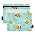 thumbnail image 1 of 2 Pack Pencil Bag 9.84x6.1 Inch 3-Ring Page Turning Folder Zipper Pencil Case Pencil Bag Page Turning File BagLovely Bee, 1 of 6