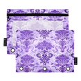 thumbnail image 1 of 2 Pack Pencil Bag 9.84x6.1 Inch 3-Ring Page Turning Folder Zipper Pencil Case Pencil Bag Page Turning File BagPurple Vine, 1 of 6