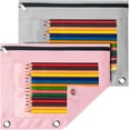 thumbnail image 1 of 2 Pack Pencil Bags for 3 Ring Binder, Binder Pencil Pouch with Clear Window Pencil Bags with Zipper & Reinforced Grommets, Portable Pencil Case for binder, 1 of 6