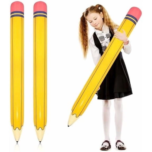 2 Pack Pencil Balloons 42 Inch, Giant Pencil Balloons for Back to School Party Decorations- Reusable PVC Classroom Decor, Party Supplies (2 Pack)