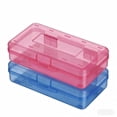 thumbnail image 1 of 2 Pack Pencil Case, Large Hard Pencil Box, Clear Crayon Box Marker Pen Organizer, Plastic Storage Container with Snap Lid, Art Craft Organizer, 1 of 4