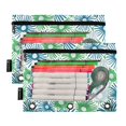 thumbnail image 1 of 2 Pack Pencil Pouch for 3 Ring Binder Smooth Zipper Folders with Pockets Clear Window Pencil Case Creative Hand-drawn Flowers, 1 of 6
