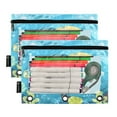 thumbnail image 1 of 2 Pack Pencil Pouch for 3 Ring Binder Smooth Zipper Folders with Pockets Clear Window Pencil Case Cute Turtle Swimming, 1 of 6