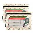 thumbnail image 1 of 2 Pack Pencil Pouch for 3 Ring Binder Smooth Zipper Folders with Pockets Clear Window Pencil Case Heart and Circle, 1 of 6