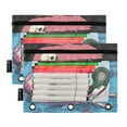 thumbnail image 1 of 2 Pack Pencil Pouch for 3 Ring Binder Smooth Zipper Folders with Pockets Clear Window Pencil Case Skeleton Relaxing on Swimming Ring, 1 of 6