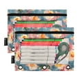 thumbnail image 1 of 2 Pack Pencil Pouch for 3 Ring Binder Smooth Zipper Folders with Pockets Clear Window Pencil Case Vintage Oil Painted Rose, 1 of 6