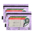thumbnail image 1 of 2 Pack Pencil Pouch for 3 Ring Binder Smooth Zipper Folders with Pockets Clear Window Pencil Case Violet, 1 of 6