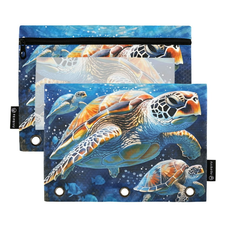 Pack Pencil Pouch for Ring Binder Turtles in Ocean Pencil Case
