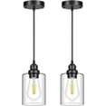 thumbnail image 1 of 2 Pack Pendant Lighting with Clear Glass Shade Pendant Lights Kitchen Island Hanging Ceiling Light Fixture Farmhouse Pendant Lighting for Dining Room Bedroom Bar Office, 1 of 7