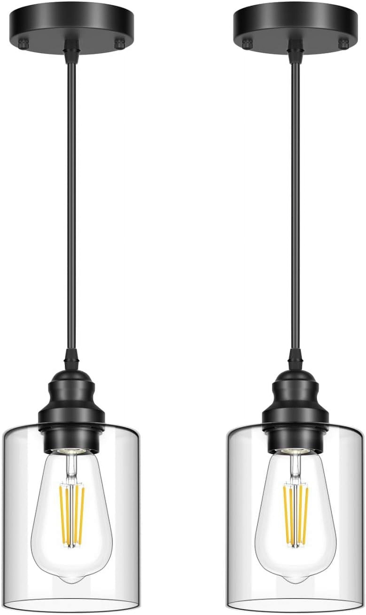 2 Pack Pendant Lighting with Clear Glass Shade Pendant Lights Kitchen Island Hanging Ceiling Light Fixture Farmhouse Pendant Lighting for Dining Room Bedroom Bar Office