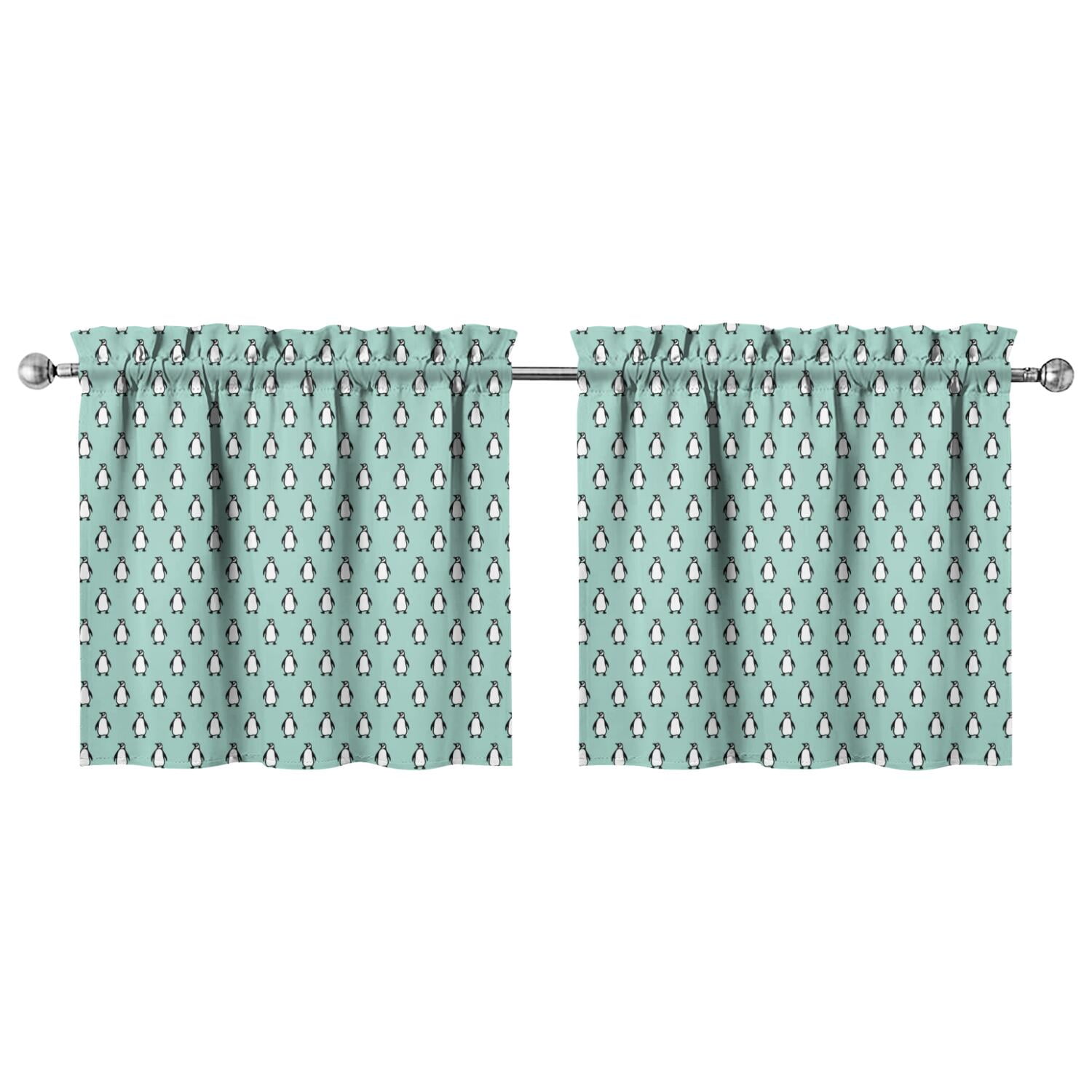 2 Pack Penguin Print Kitchen Curtains - Emperor Penguin Snowflake ...