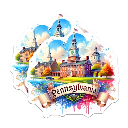 (2 Pack) Pennsylvania Magnets - State Souvenir - Colorful Landmarks - Vintage Art - Travel Collectibles - USA Pride - 5" On Longest Side - for Cars, Fridges, Toolboxes - Made in USA - MAG6673