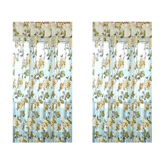 2 Pack Peony Lace Curtain Panels for Glass Door, 39" x 78", Sheer Gauze for French Window Bedroom