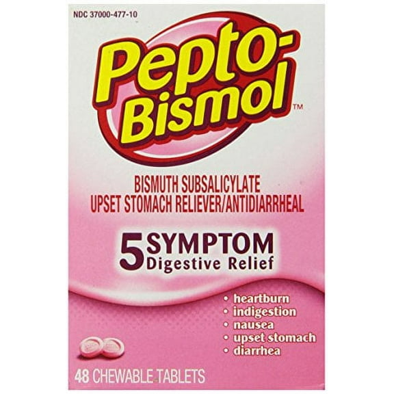 2 Pack - Pepto-Bismol Chewable Tablets Original 48 Tablets Each