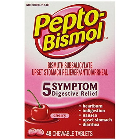 2 Pack - Pepto-Bismol Tablets Heartburn Relief, Cherry - 48 Tablets Each