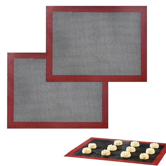 JOWNEEL 2-Pack Perforated Silicone Baking Mat, 15.7"x11.8" Non Stick Reusable Bread Mat, Silicone Baking Sheet Liner for Cookies, Macarons Bread & Pastry, Toaster