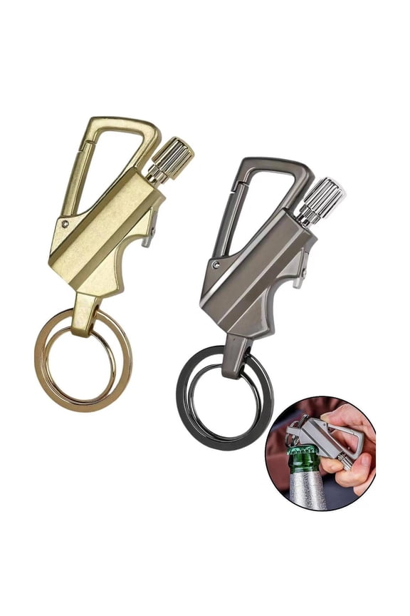 2 Pack Permanent  Keychain Multitool Bottle Opener  Reusable Waterproof Survival Gear, Strike Anywhere Firestarter for Camping, Hiking, and Emergency Preparedness