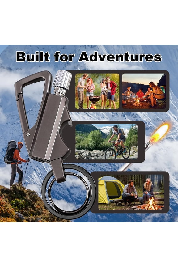 2 Pack Permanent Match Infinity Lighter with Multitool Keychain Bottle Opener, Reusable Waterproof Match Strike Anywhere, Forever for Outdoor Survival, for Men Women