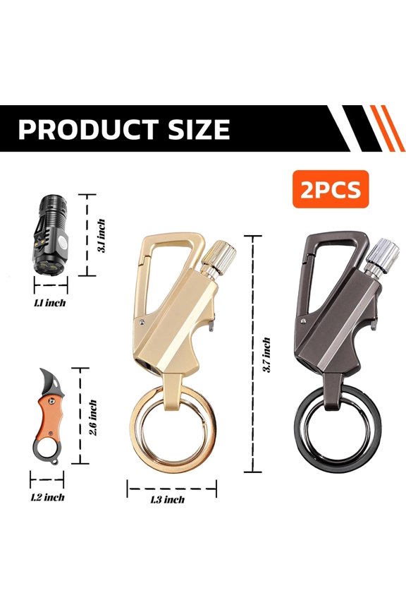 2 Pack Permanent Match Infinity Lighter with Multitool Keychain Bottle Opener, Reusable Waterproof Match Strike Anywhere for Outdoor Survival, for Men Women