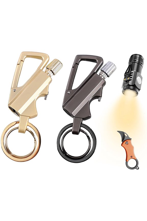 2 Pack Permanent Match Infinity Lighter with Multitool Keychain Bottle Opener, Reusable Waterproof Match Strike Anywhere for Outdoor Survival, for Men Women