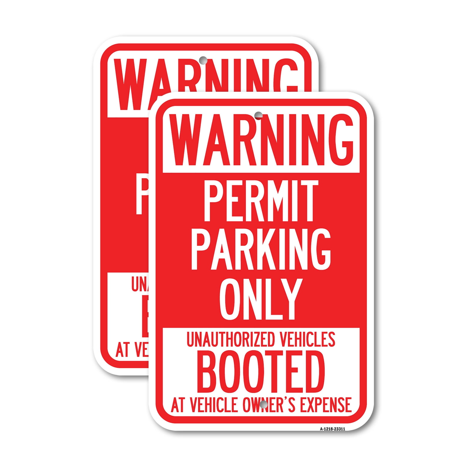 (2 Pack) Permit Parking Only Unauthorized Vehicles Booted at Vehicle
