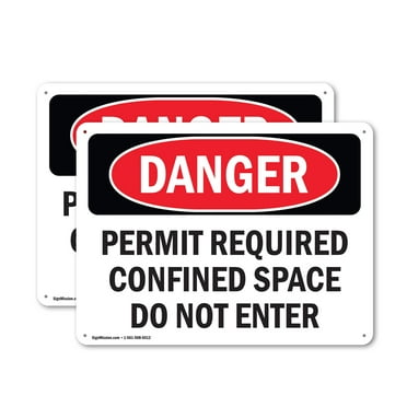 (2 Pack) Permit Required Confined Space Do Not Enter OSHA Danger Sign 18 Inch X 12 Inch Indoor / Outdoor Rust-Free Aluminum Metal Signs for Workplace, Workshop, and Construction Site, Made in the USA