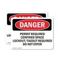 thumbnail image 1 of (2 Pack) Permit Required Confined Space Lockout Tagout OSHA Danger Sign 10 Inch X 7 Inch Plastic Sign, Weather Resistant, UV Protected for Workplace, Business, and Construction Site,, 1 of 8
