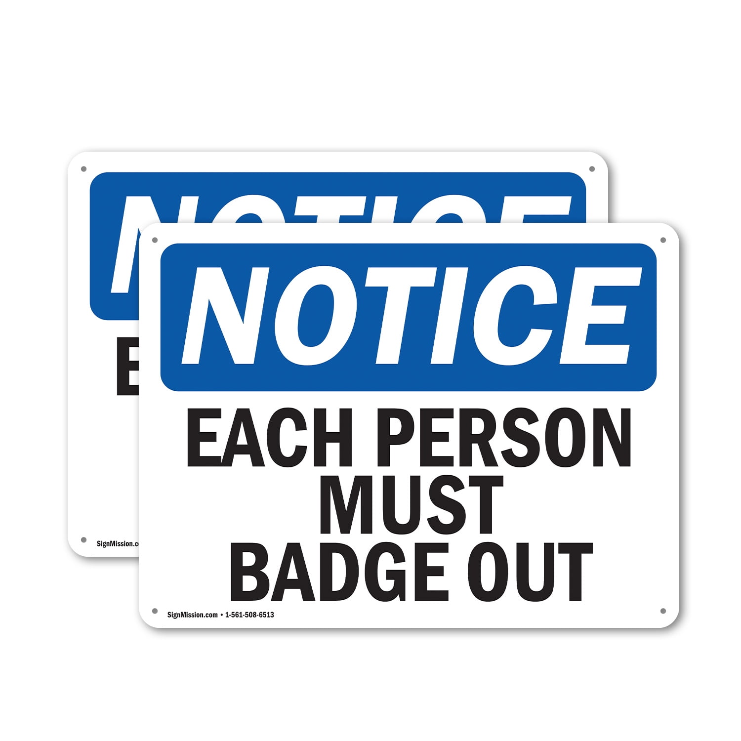 (2 Pack) Each Person Must Badge Out OSHA Notice Sign 24 Inch X 18 Inch ...