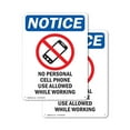 thumbnail image 1 of (2 Pack) No Personal Cell Phone OSHA Notice Sign 10 Inch X 14 Inch Plastic Sign, Weather Resistant, UV Protected for Workplace, Business, and Construction Site, Made in the USA, 1 of 8