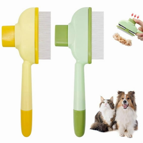 2-Pack Pet Flea Comb for Cats & Dogs – Fine Tooth Grooming Tool for Tick & Dander Removal, Yellow & Green Set short stainless steel teeth