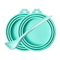 thumbnail image 1 of 2 Pack Pet Food Cover Universal Silicone Cat Dog Can Lids Fit Standard Size with Spoons, Green, 1 of 7