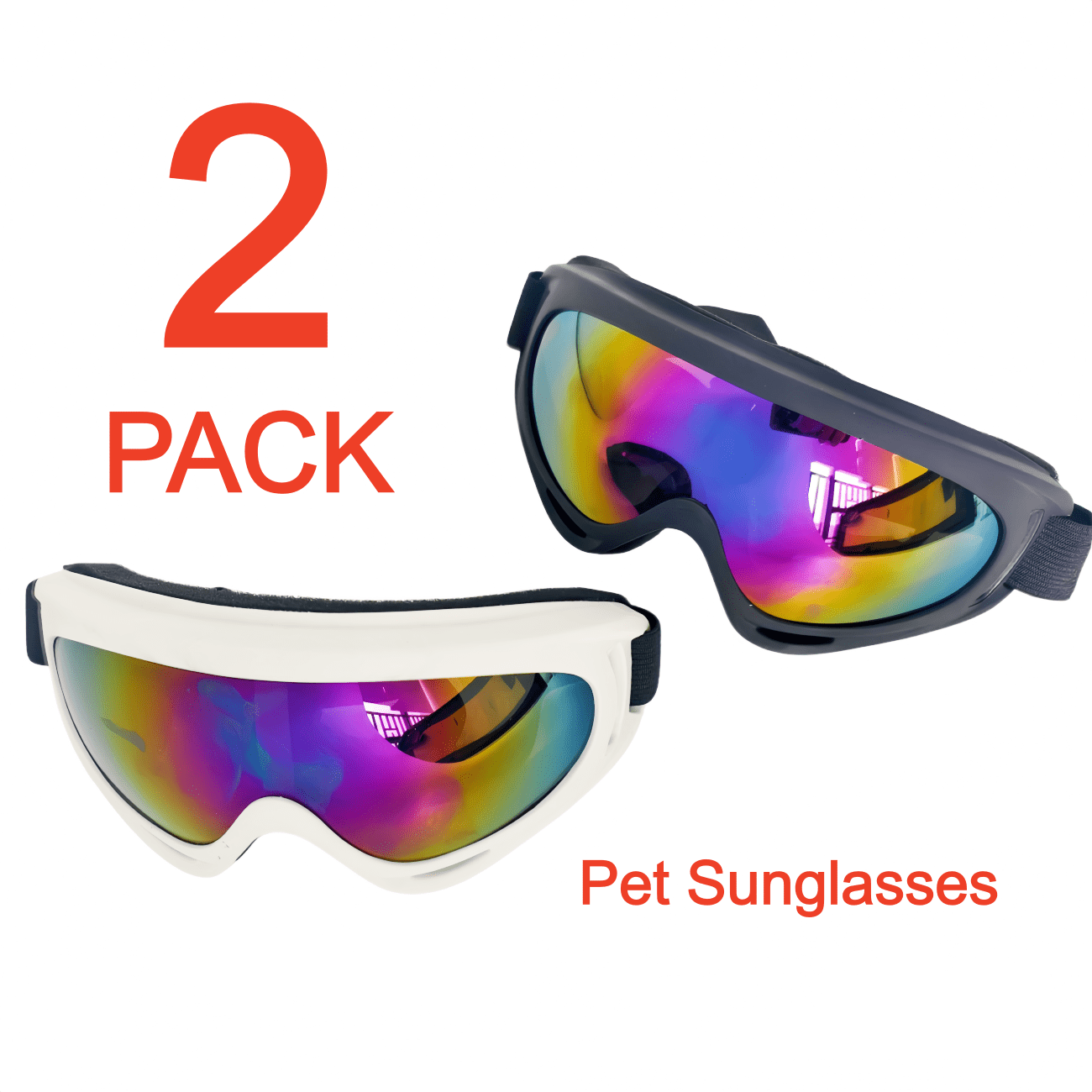2 Pack Pet Protection Dog Sunglasses Pet Goggles Windproof Eye Wear Adjustable Dog Goggles